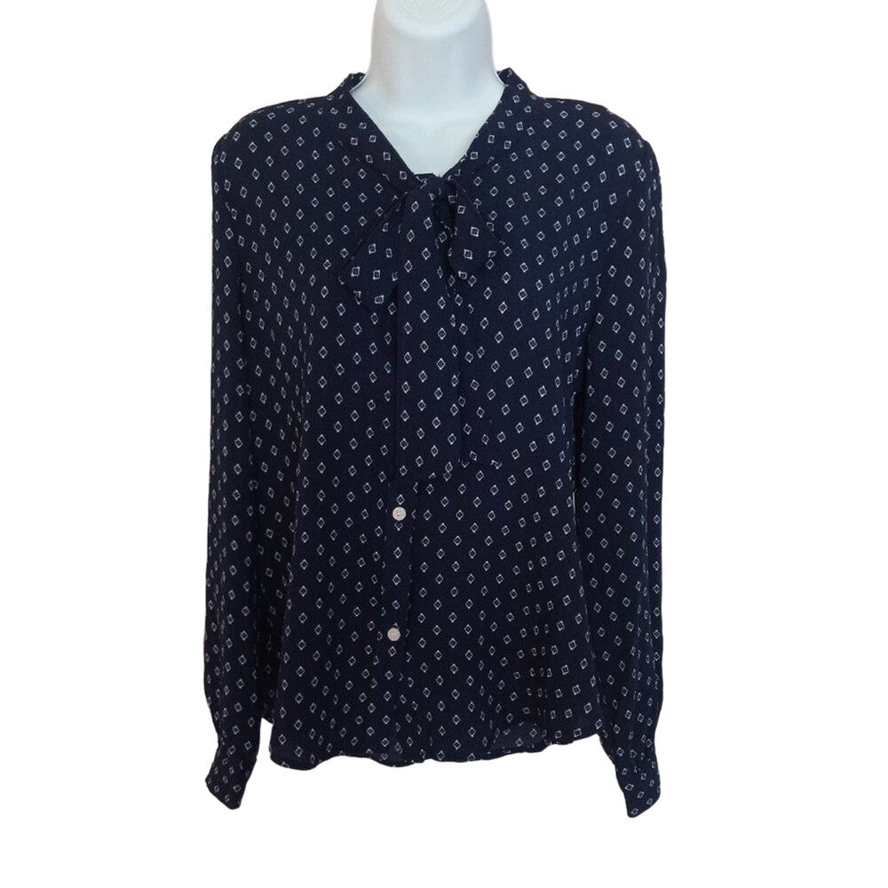 Have Bow Tie Button Up Long Sleeve Blouse